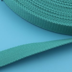 1&quot;(25mm Width) Light Green Cotton Webbing Teal Leash Webbing Belt Webbing Luggage Strap Webbing Fabric Key Fob Twill Tape Natural Webbing