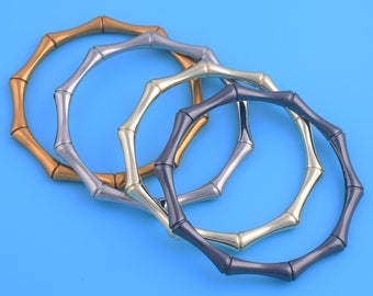 90mm Inner Bamboo Shaped O Ring Bag Handle Round Charm Metal Circle Bag Handle O Shaped Handle Bag Frame Open End Non-welded DIY Tote Handle