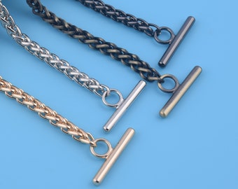 120cm Length Antique Brass T-Bar Metal Purse Chain Strap Bag Chain Single Crossbody Shoulder Handbag Strap Chain With OT Clasps Hooks