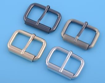 4 PCS 1.25"(33mm Inner) Roller Pin Belt Buckle Single Prong Rectangle Center Bar Pin Buckle Tongue Heel Bar Strap Leather Craft Supplies