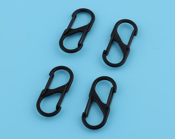 Moschettone a forma di S nero opaco: portachiavi, connettore per guinzaglio per animali domestici (32 mm, 4-10 pezzi/confezione)