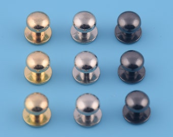 5/16&quot; (8mm Outer) Screw Stud Round Head Rivets Head Button Stud Screwback Screw Back Spots for Leather Craft Belt Collar Cuff Band