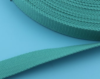 Light Green Cotton Webbing: 1" Teal Strap, Key Fob Material