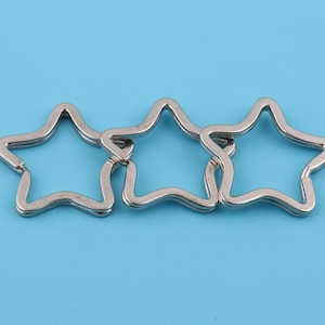 35mm*34mm Silver Star Shape Double Split Key Chain Ring Iron Connector Ring Round Key Link Ring Double Loops Keychain Supply
