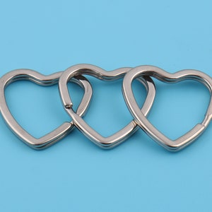 1.25&quot;(31mm Outer) Silver Heart Shape Double Split Key Chain Ring Iron Connector Ring Round Key Link Ring Double Loops Keychain Supply