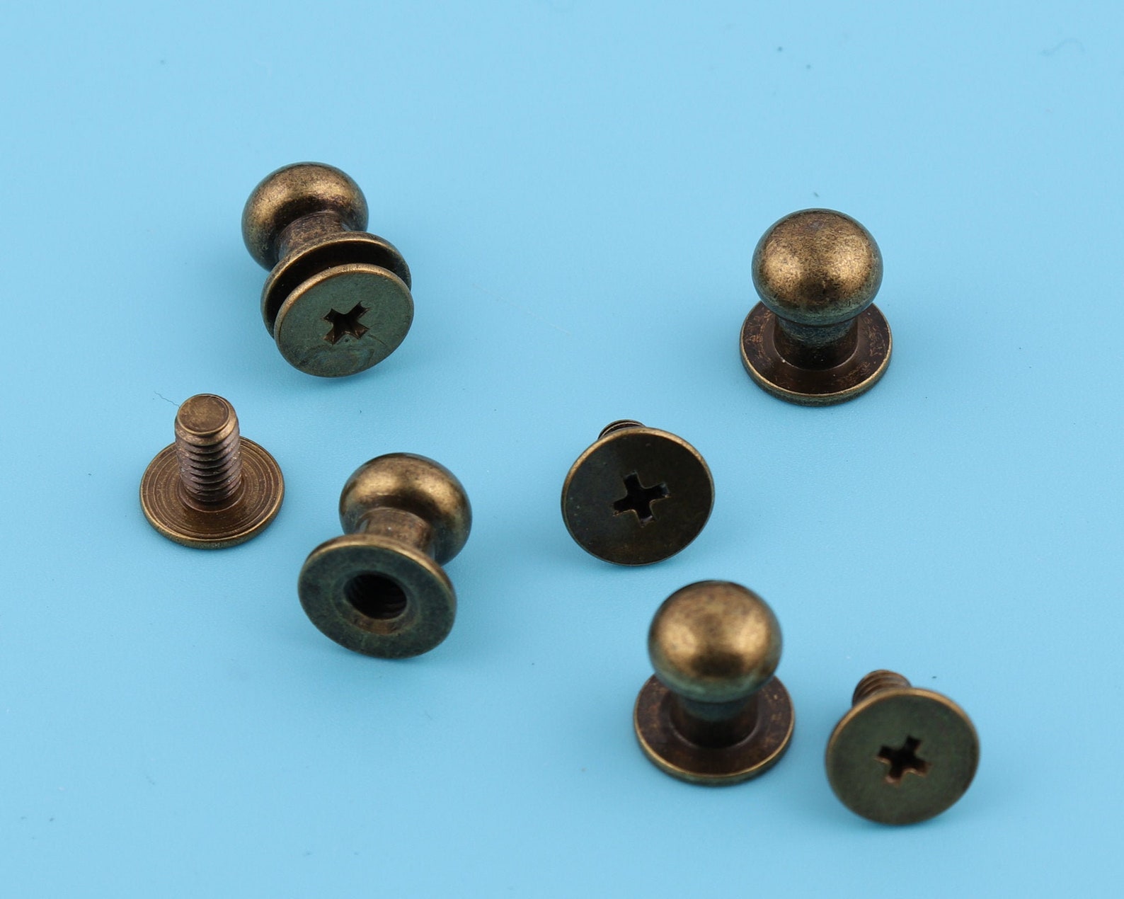 8mm Antique Brass Screw Rivets Metal Screw Connector Round Etsy
