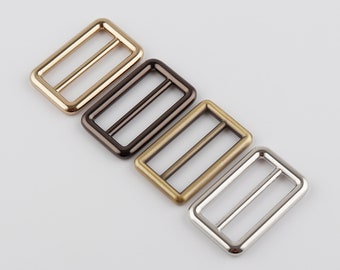 Fibbie di regolazione in ottone anticato: 1,5" Tri-Glide Slides, Hardware per borse - Confezione da 4