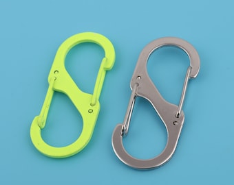 Moschettone a doppia chiusura a forma di S: portachiavi in metallo, connettore per guinzaglio per animali domestici (62 mm)