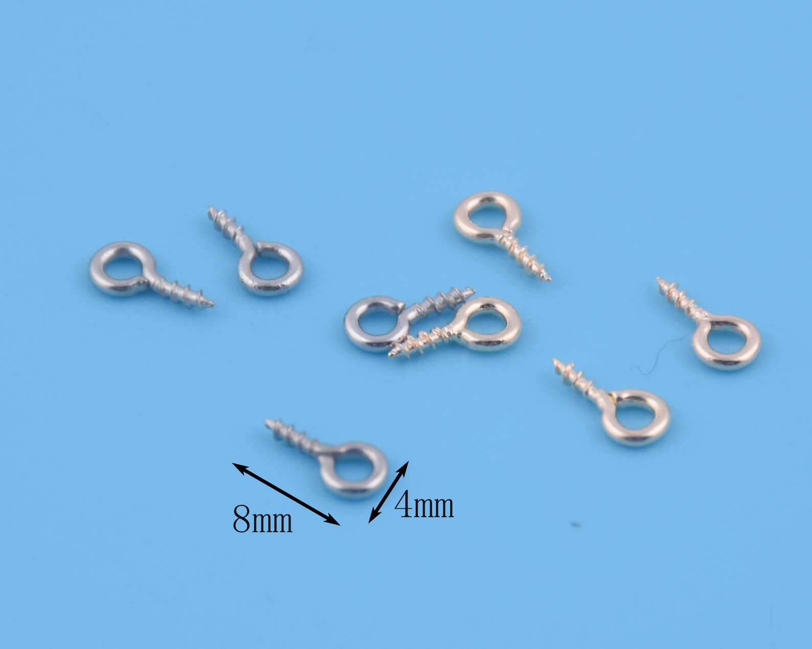 4mm8mm Eye Hook Screw Jewelry Making Mini Screw Eye Pins Antique Silver