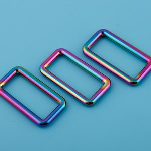 1.5&quot;(38mm inner) Alloy Rainbow Rectangle Buckle Metal Strap Ring Buckle Rectangle Link Connector Buckle 2-4-10 PCS A Pack Handbag Hardware