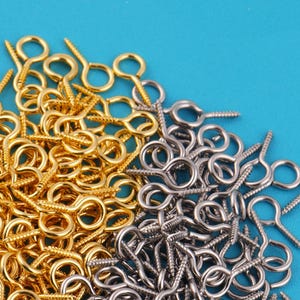 8mm*17mm Eye Hook Screw Mini Screw Eye Pins Antique Silver Gold Loops Screws Eye Hook Bail Charm Hook Hardware Supply Screw Eye pin