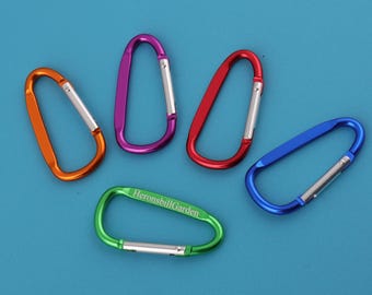 Personalized D-Shaped Carabiner Keychain: Engraved Metal Climbing Buckle