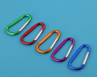 Personalized D-Shaped Carabiner Keychain: Laser Engraved Metal Keyring