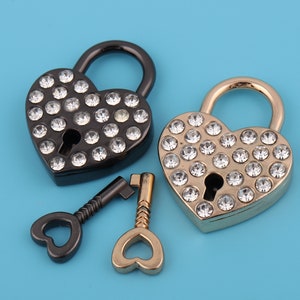 39*30mm Diamond Heart Shaped Lock Metal Heart Shaped Lock Love Lock Valentines Gift Anniversary Gift Wallet Lock With Key