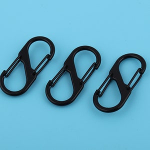 40*18mm Matte Black Metal S Shaped Carabiner Double Door Spring Buckle Key Chain Key Ring Outdoor Rock Climbing Gift Activity Equipment