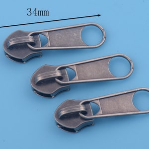 5# Antique Silver Long Pull Zipper Head 34mm Length Loose Sliders Pulls For Handbags Handcraft Zipper Pulls For Nylon Coil Zipper