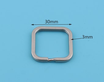 30mm Outer Silver Square Shape Double Split Key Chain Ring