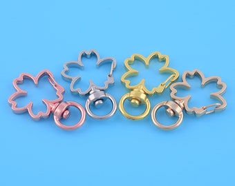 9mm Inner Metal Flower Swivel Buckle Rose Gold Swivel Snap Hooks Rotating Button Bag Installation Accessories Rope Buckle Trigger Snap Clip