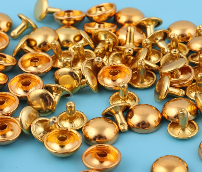 Gold Dome Rivets: 12mm Metal Double Cap Rivets - 10-100 PCS - Etsy