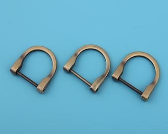 Antique Brass Horseshoe D Ring - 25mm Inner Diameter