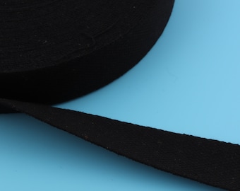 Black Cotton Webbing: 1.5'' Leash, Belt, Luggage Strap