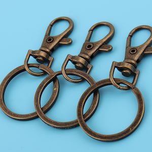 Antique Brass Keychain Ring  30mm Keyrings Long 63mm Plated Lobster Clasp Keyring With Lobster Clasp Extension Chain Key Hook Chain Supplies