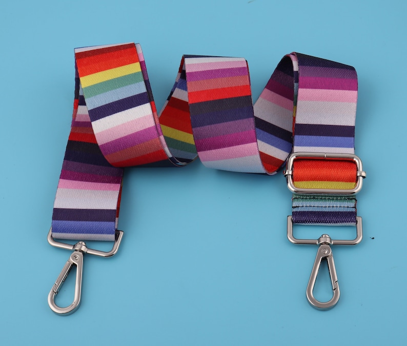 Rainbow Striped Adjustable Bag Strap: 1.5