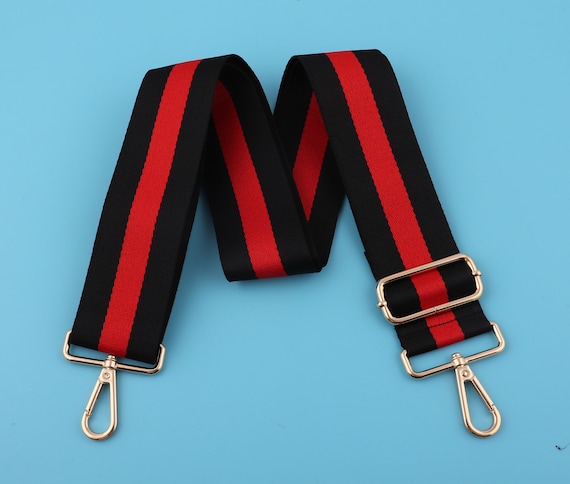 Red & Black Striped Cotton Bag Strap: Adjustable Replacement  display picture 2