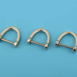 17mm Inner Horseshoe D Ring Light Gold Screw D Buckle Dee Ring Screw U Shaped D Buckle horseshoe d ring screw d ring bag connector