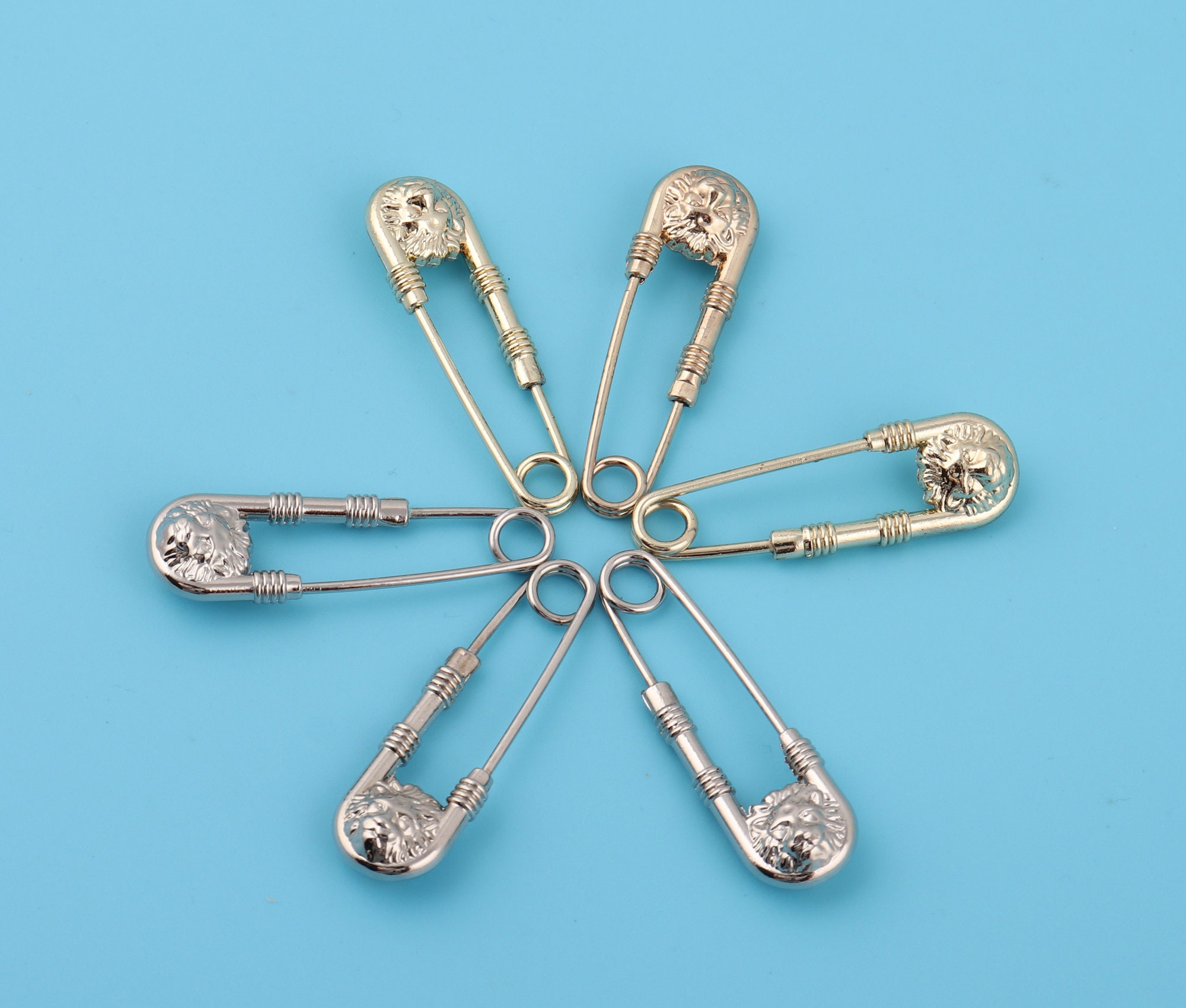 Vintage Large Silver Tone Metal Baby Diaper Pin / Safety Pin