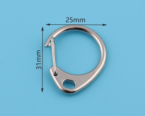 Set di moschettoni in argento: clip a molla, portachiavi, tracolla per borsa (10 pezzi) - Italia