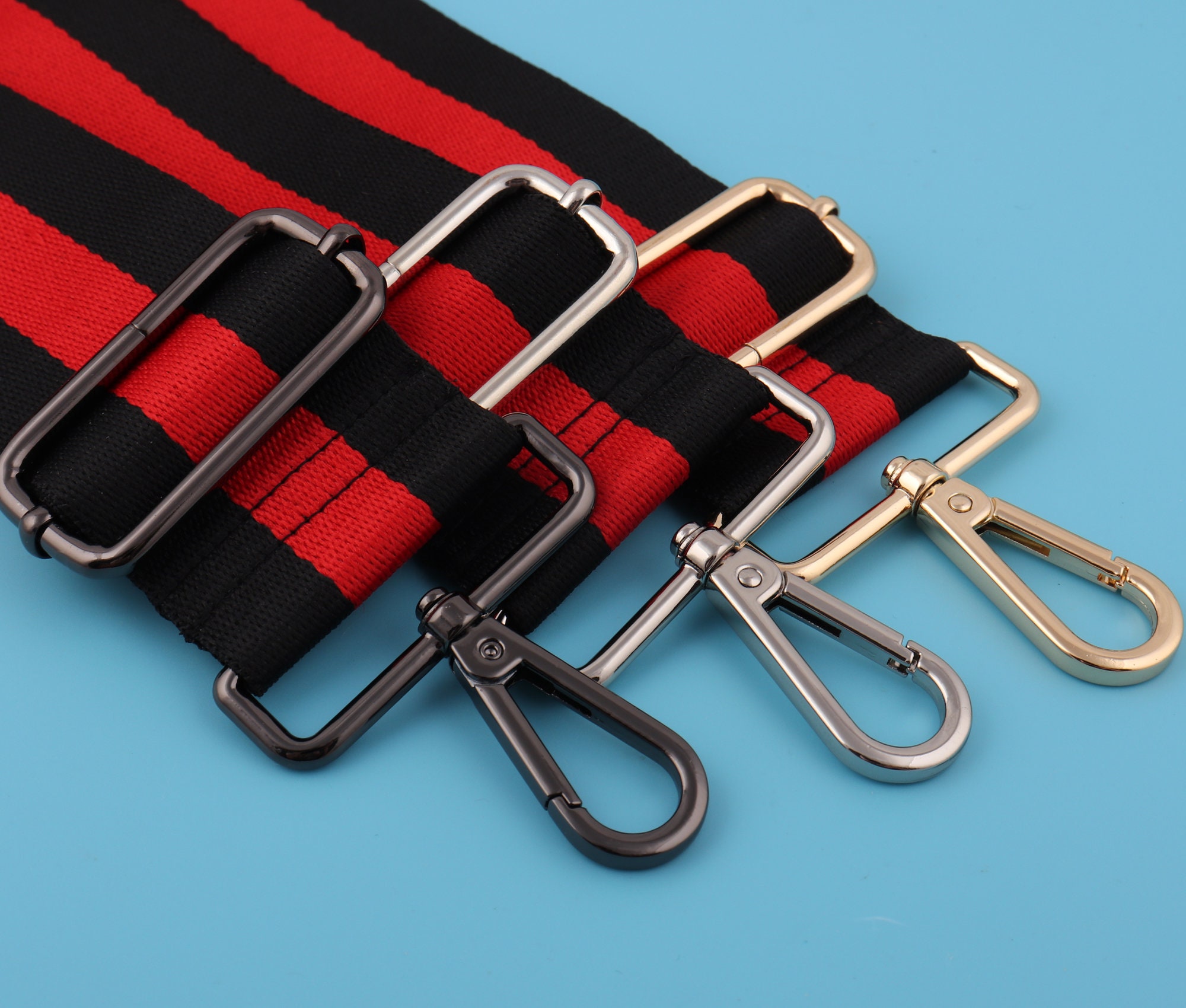Red & Black Striped Cotton Bag Strap: Adjustable Replacement  display picture 2