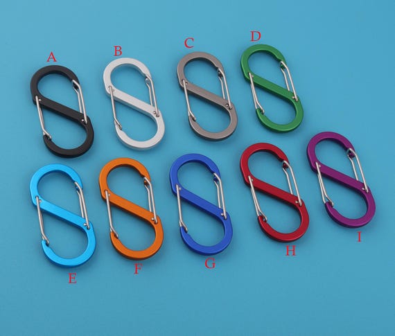 10 Pack Plastic Carabiner Clips - Medium Double S Spring Snap - Black 2.75x1.2 Inch
