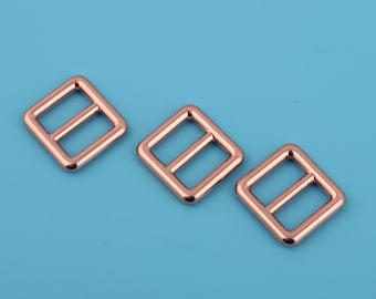 Rose Gold Metal Adjuster Buckles: 5/8" Tri-glide Strap Hardware