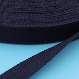 1&quot;(25mm Width) Navy Blue Cotton Webbing Leash Webbing Belt Webbing Luggage Strap Webbing Fabric Cotton Key Fob Twill Tape Natural Webbing