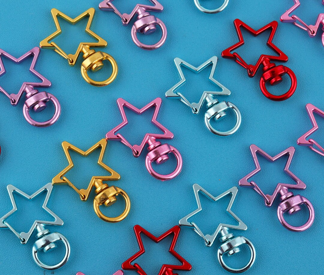 Star Swivel Clasp Keychain: Metal Key Ring Hook, Bag Charm - 34mm