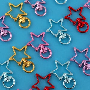 34mm Length Star Shaped Keyring Lobster Swivel Clasps Bag Key Ring Hook Various Color Selection Chain Keychain Hook Charm Keychain