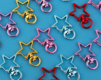 Star Swivel Clasp Keychain: Metal Key Ring Hook, Bag Charm - 34mm