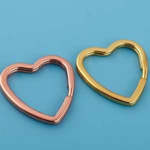 1.25&quot;(31mm Outer) Rose Gold Heart Shape Double Split Key Chain Ring Iron Connector Ring Round Key Link Ring Double Loops Keychain Supply