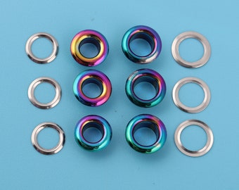 5mm/6mm Metal Eyelet Grommets With Washer Rainbow Round Ring Grommets Eyelet Round Grommets For Bag Clothes Canvas Leather Craft Making