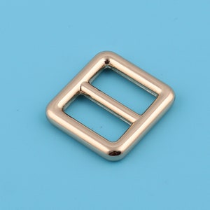 Pu&ograve; includere: Una fibbia in metallo argentato di forma quadrata con due aperture rettangolari.