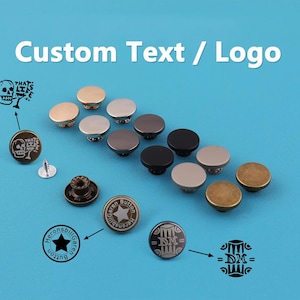 Custom Brand Logo :15mm Personalised Custom Buttons Leather Craft Fastener Closure 1-5-10-20-30 PCS