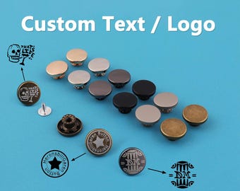 Custom Brand Logo :15mm Personalised Custom Buttons Leather Craft Fastener Closure 1-5-10-20-30 PCS