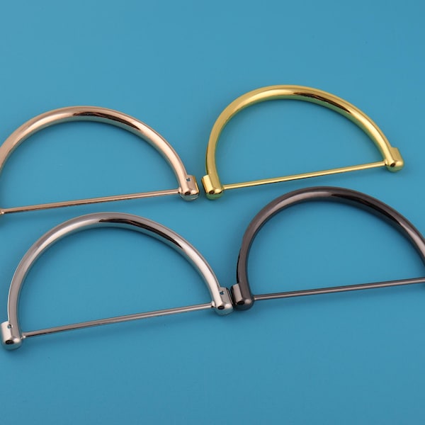 Metal Arch Bag Handles: Silver, Gold, or Black - 107mm (Pair)