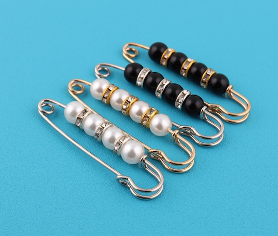 アクセサリー pinc Pearl Brooch Pin: Metal Safety Pin for Shawl, Scarf, Clothing