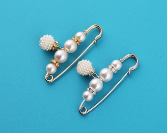 Pearl Brooch Pin: Metal Shawl, Scarf, Sweater Pin