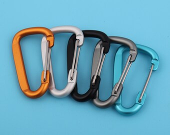 Aluminum Carabiner Clip: D-Shape Spring Hook Keyring (40x24mm, 2-10 pcs/pack)