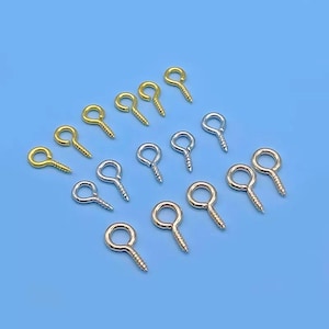 7mm*15mm Eye Hook Screw Jewelry Making Mini Screw Eye Pins Antique Silver/Light Gold Loops Screws Eye Hook Bail Charm Hook Supply