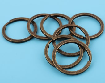 Antique Brass Split Key Chain Rings: Iron Connector, 1" (25mm)