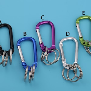 Aluminum Carabiner Clip Clasp Keychian Spring Hook Keyring With 3 Rings Camping Carabina Karabiner Carabiner Clips Carabiner key chain